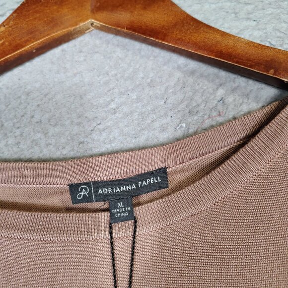 Adrianna Papell Tunic Sweater Women's XL Cocoa Knit Drop Shoulder Boat Neck NWT - Picture 4 of 11